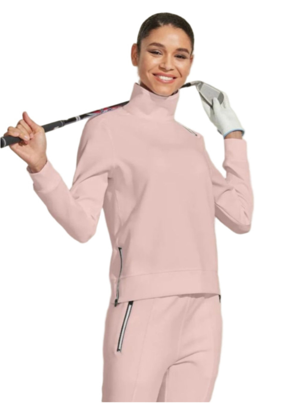 ACEGOLFS More Than Basic Irregular Collar Golf Sweatshirt Light Pink S
